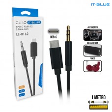 Cabo Adaptador Tipo C x P2 1m LE-0162 It Blue - Preto